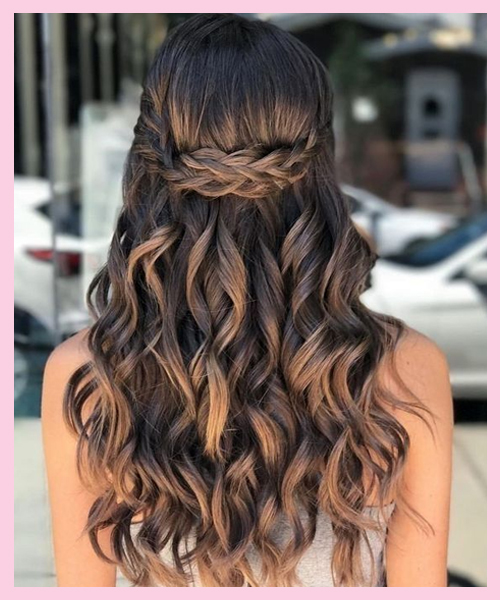 Image of Waterfall Braid Indian bridal hairstyle